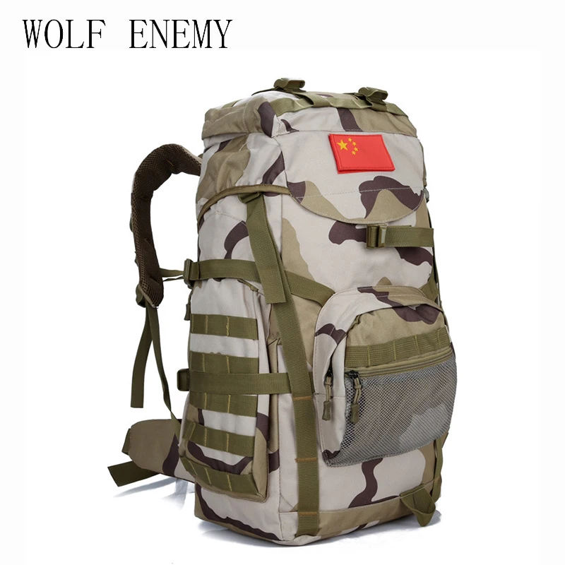 Molle 60L походный рюкзак, тактический военный рюкзак, большой водонепроницаемый рюкзак, камуфляжная походная сумка на плечо - Цвет: Desert Camo