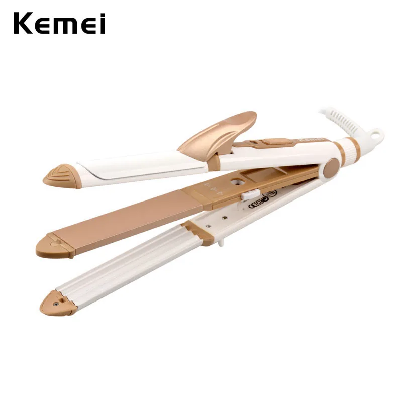 3 in 1 Ceramic Hair Straightener Curler Iron Corn Plate Curl Straightening Curling Irons Clip