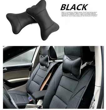 

New 2pcs Top Layer Leather Car Headrest Headrest For Benz key w204 w211 accessories gla usb w213 watch Car styling