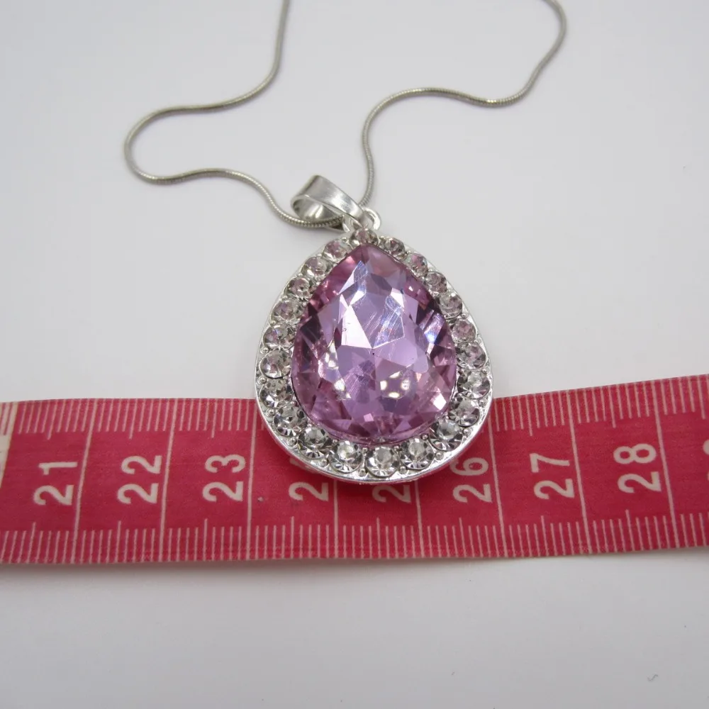 Дети девочки Женщины Принцесса София первая цепочка ожерелье из нержавеющей стали с фиолетовым Каплевидным амулетом кулон ожерелье s ювелирные изделия