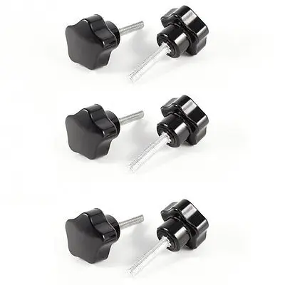 

6 Pcs M5x20mm Male Thread Black Star Head Clamping Knob Grip