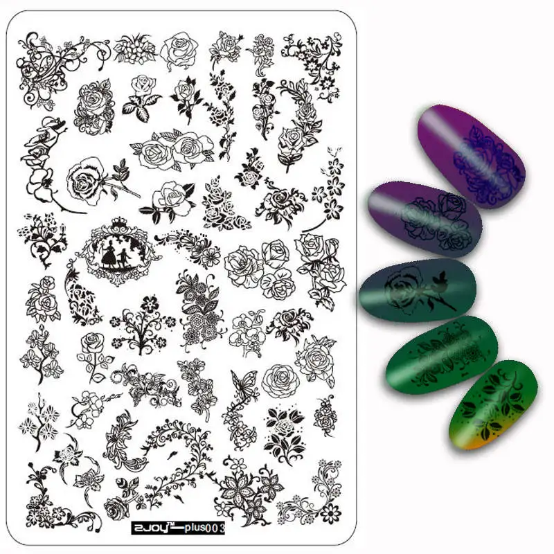 ZJOY-PLUS большой шаблон мечта ловить геометрию животное цветок шаблон дизайн ногтей лак штамповки пластины 3D Трафарет для ногтей штамп - Цвет: 3