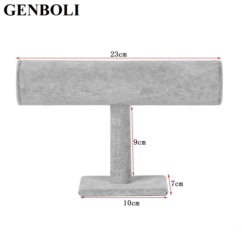 GENBOLI бархатные ювелирные часы T-Bar Дисплей Стенд держатель стойка браслет стойка для цепочек Твердая Мода Дисплей Стенд серый