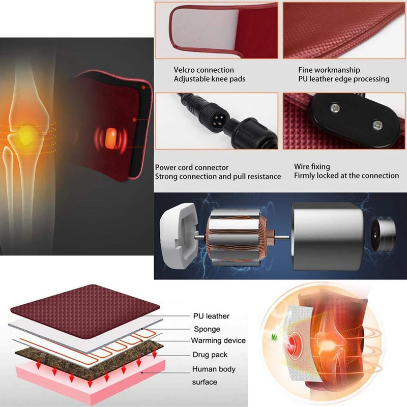 Электрическое Отопление наколенники мульти-Функция вибрационный массаж колено массажер 3 уровень тепла массаж боли Релакс сапоги до колена