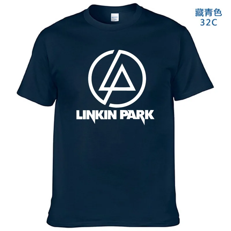 Летняя модная мужская футболка Lincoln LINKIN Park, хлопковая брендовая одежда Linkin, короткие топы, футболки - Цвет: Navy Blue-W