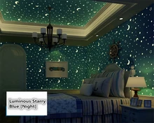 beibehang Environmental luminous children's room wall paper bedroom boys and girls warm stars ceiling papel de parede wallpaper beibehang environmental non woven fluorescent wallpaper blue luminous stars children s roof wallpaper boys and girls bedroom
