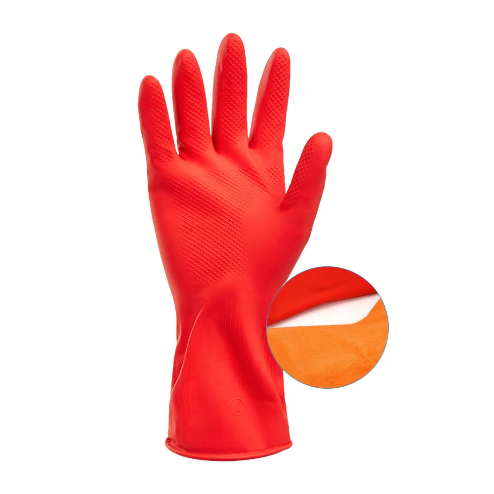 

Dishwashing women's waterproof latex winter gloves women velvet home washing clothes sleeve long household rubber gloves
