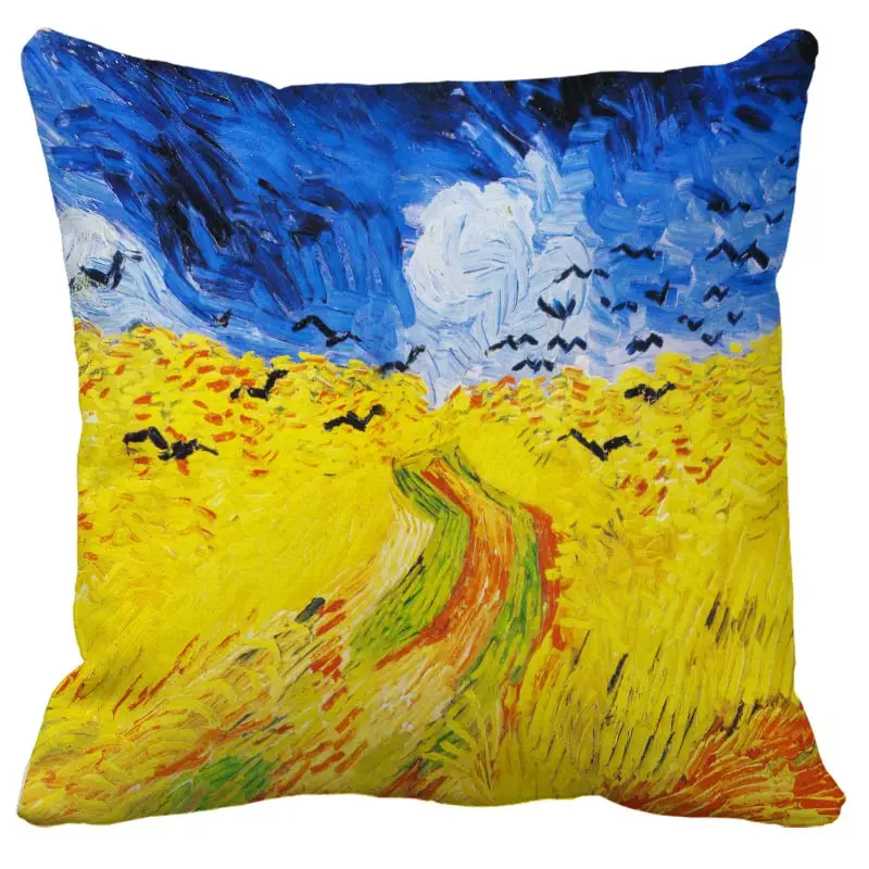 Многоцветный Наволочки для подушек с масляными рисунками NVan Gogh, простые геометрические декоративные наволочки для дивана из полиэстера и хлопка - Цвет: Многоцветный