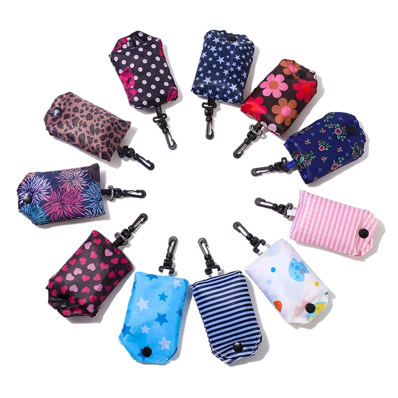 

60PCS / LOT Printing Shopping Bag Foldable Green Environmental Storage Bag Reusable Tote Pouch Handbags Random Color