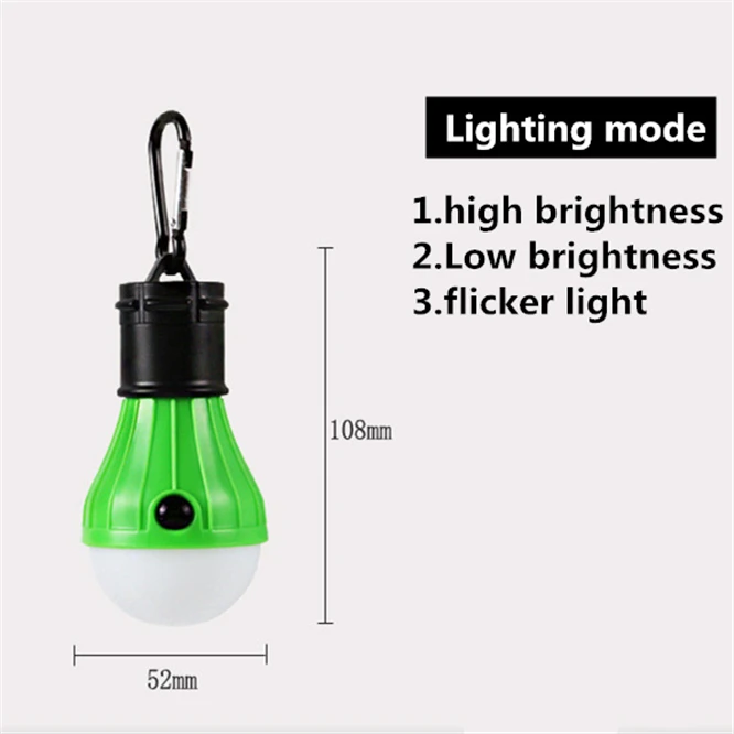 Wholesale 100PCS Camping Lamp LED Bulb 5 colors Emergency Lamp Waterproof Hanging Hook Flashlight For Camping 2 years warranty