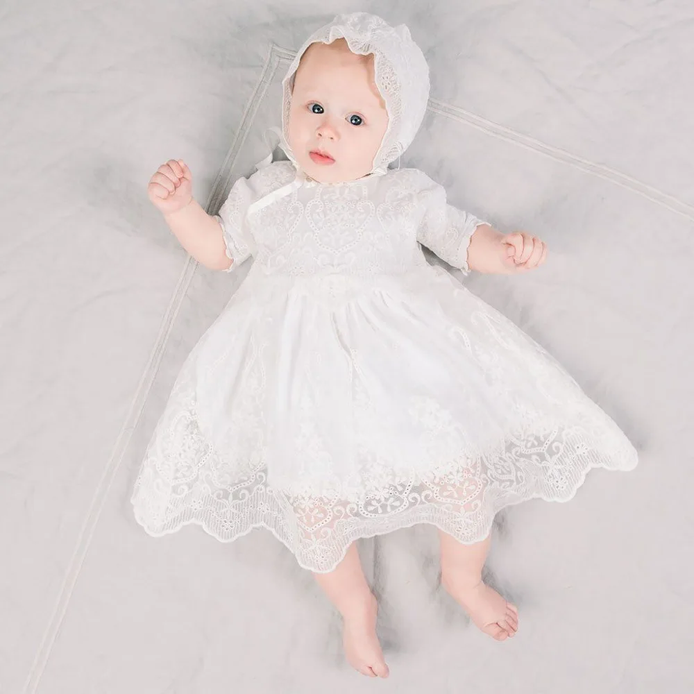 Детское платье для крещения кружевное свободное платье принцессы для малышей длинные платья для крещения для новорожденных 1 год, день рождения, свадьбы