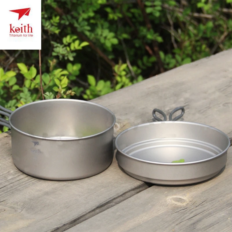 Keith titanio de conjuntos de ollas de cocina tazones grandes acampar al aire libre conjunto para 4-5 personas mucho Picnic utensilios de cocina vajilla conjunto de Ti6201