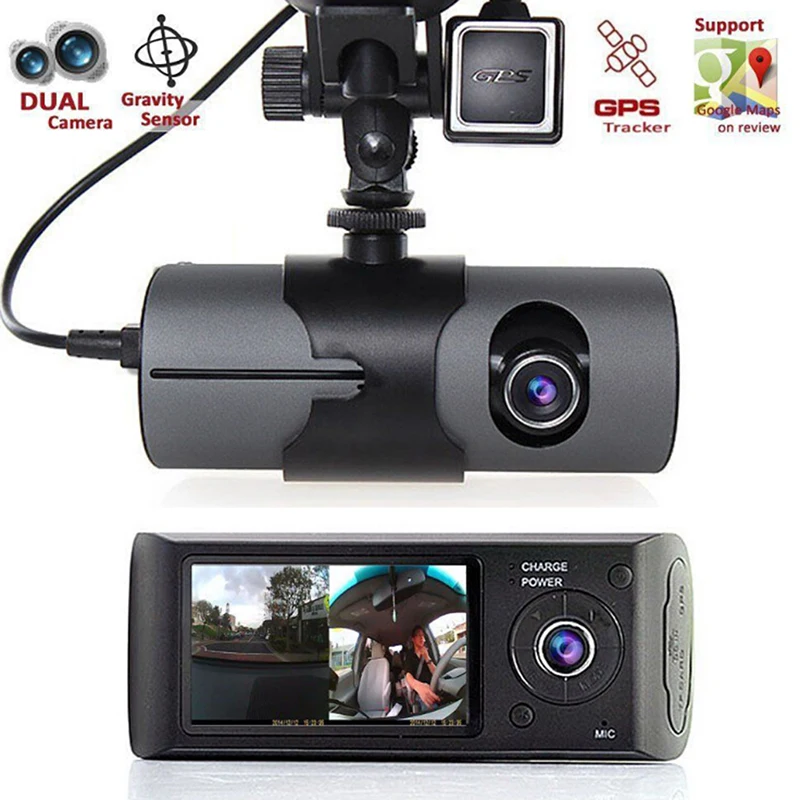 

1set 2.7" 2 CMOS Sensors Dual Lens LCD Vehicle Car DVR Camera Video Recorder Dash Cam GPS