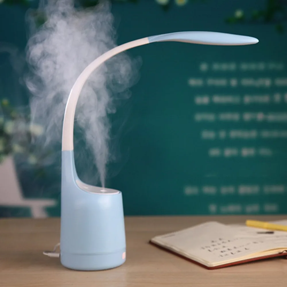

Mini LED Desk Lamp 160ML Humidifier USB Charging Silent Home Air Purifier 3-Grade Dimmable Eye Care Reading Desk Light