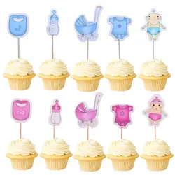 20 шт./лот Baby Shower кекс топперы BabyShower для мальчиков и девочек Крещение Дети День рождения сувениры для вечеринок аксессуары для украшения