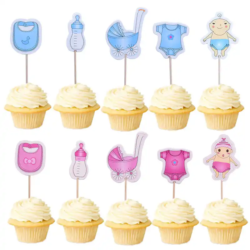 Unids Lote Bebe Cupcake Para La Ducha Toppers Rosa Nino Nina Bebe Ninos Cumpleanos Partido Favores Decoraciones De La Torta Pastel De Suministros Suministros De Decoracion De Pasteles Aliexpress