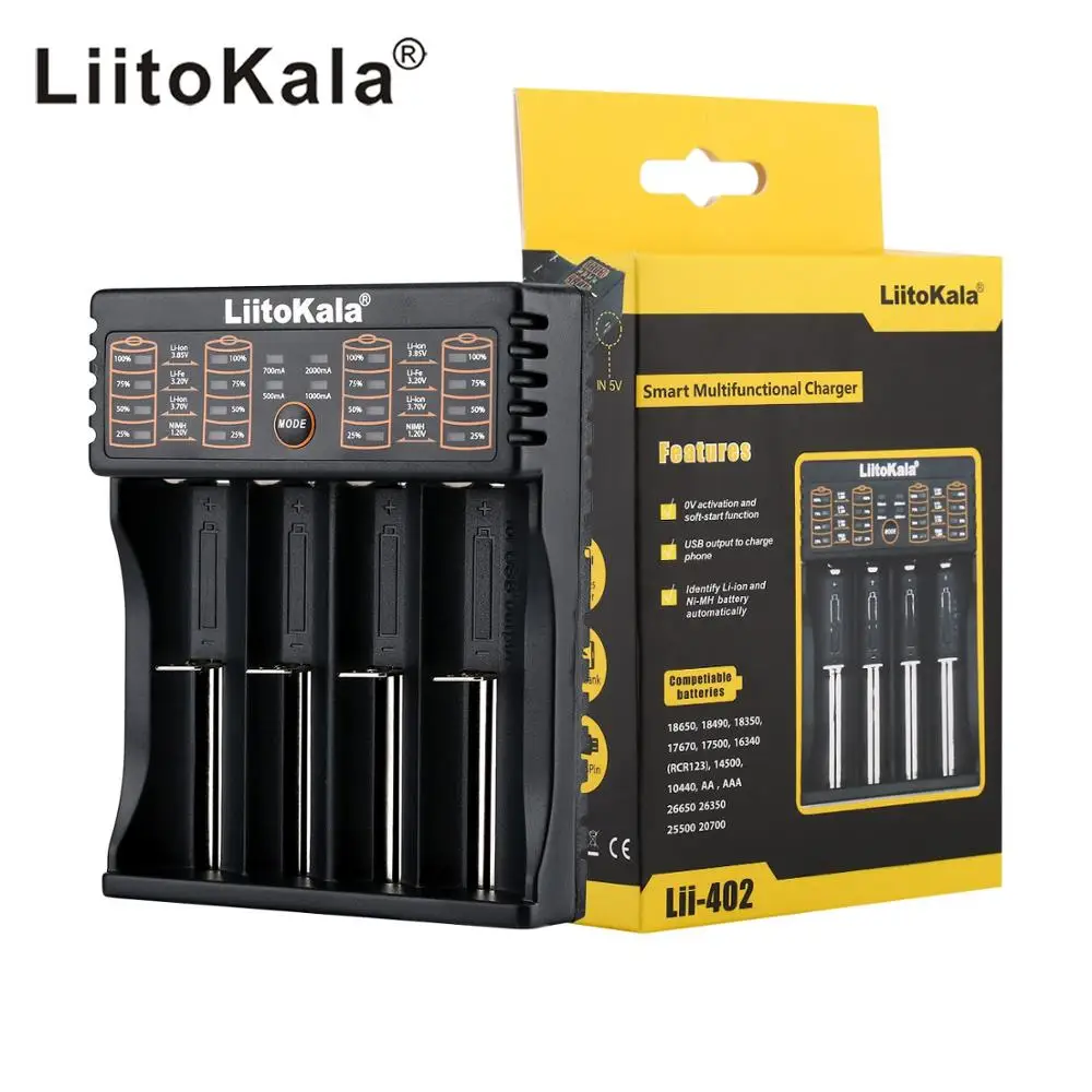 LiitoKala Lii-100 lii-202 lii-402 USB Smart зарядное устройство аккумулятора зарядка для 4,35 V/3,2 V/3,7 V/1,2 V Ni-MH литиевых Батарея