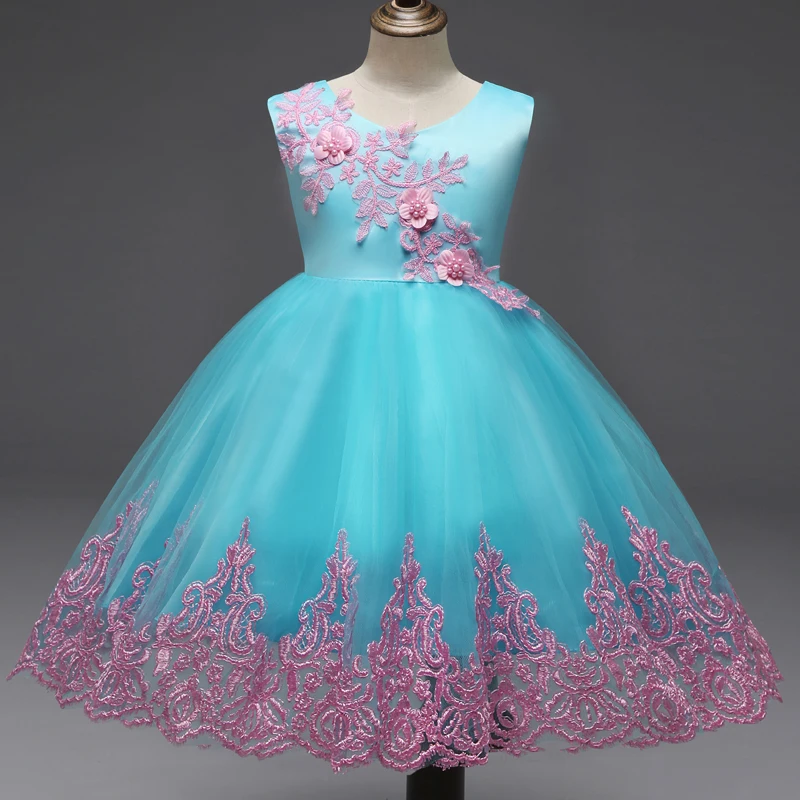 

Princess Kids Girl Flower Embroidery Dresses Baby Girls Christening Gown Formal Dress Festival Toddler Kids Tutu Outfits 3 4 5 T