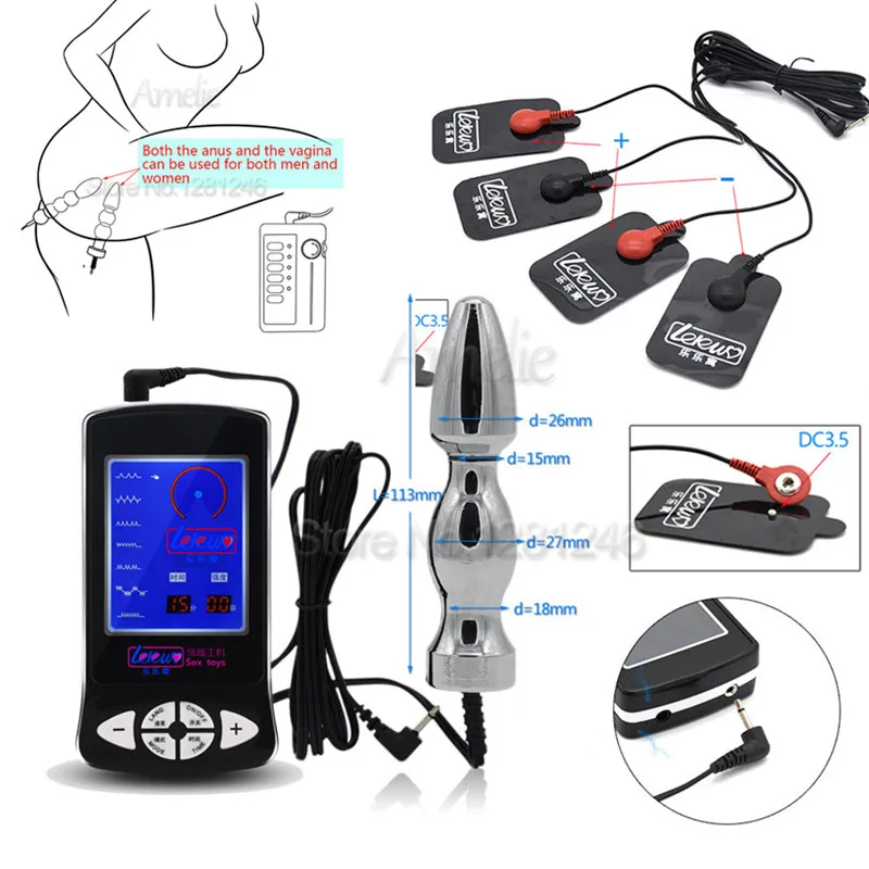 Electric Shock Kit Massage Pad Anal Butt Plug Speculum Electro Sex