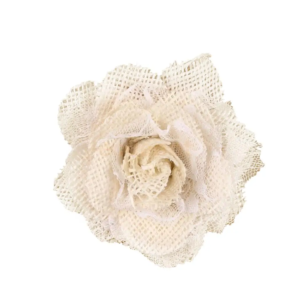 Гессенской мешковины кружево, цветок, Роза головки для деревенский Свадебная вечеринка украшения - Цвет: 6cm