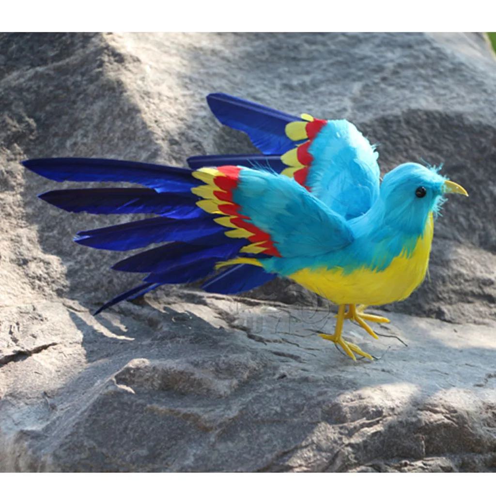 MagiDeal Handmade Colorful Artificial Feathered Bird Decorative Ornaments Table Top Shelf Display Home Decoration Craft