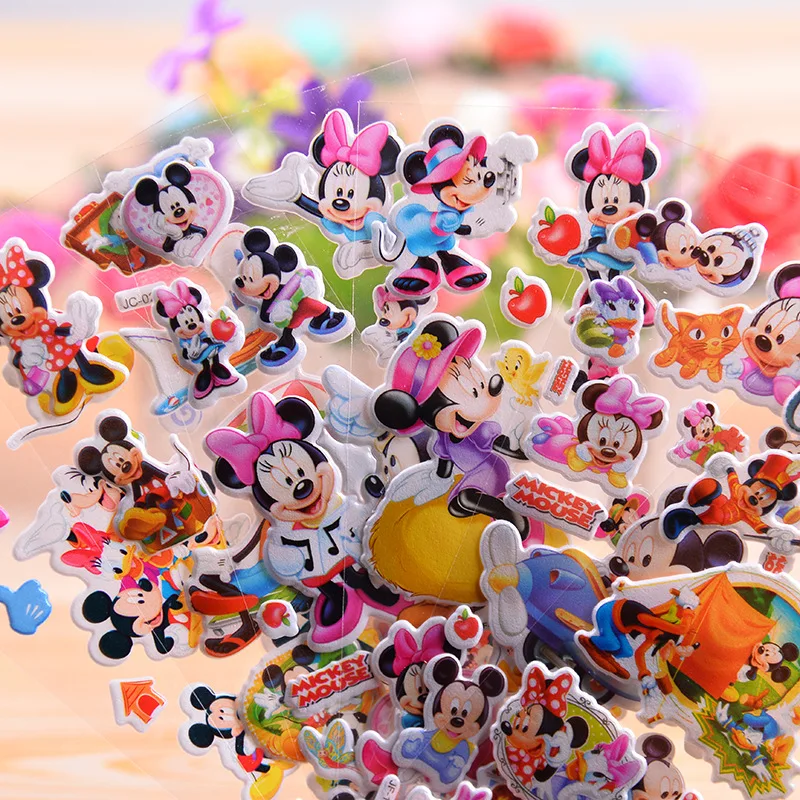 

18 Sheets 3D Cartoon Mickey Minnie Mouse Bubble stickers 3D Puffy wall stickers for kids gift Notebook Sticker Label Decoration