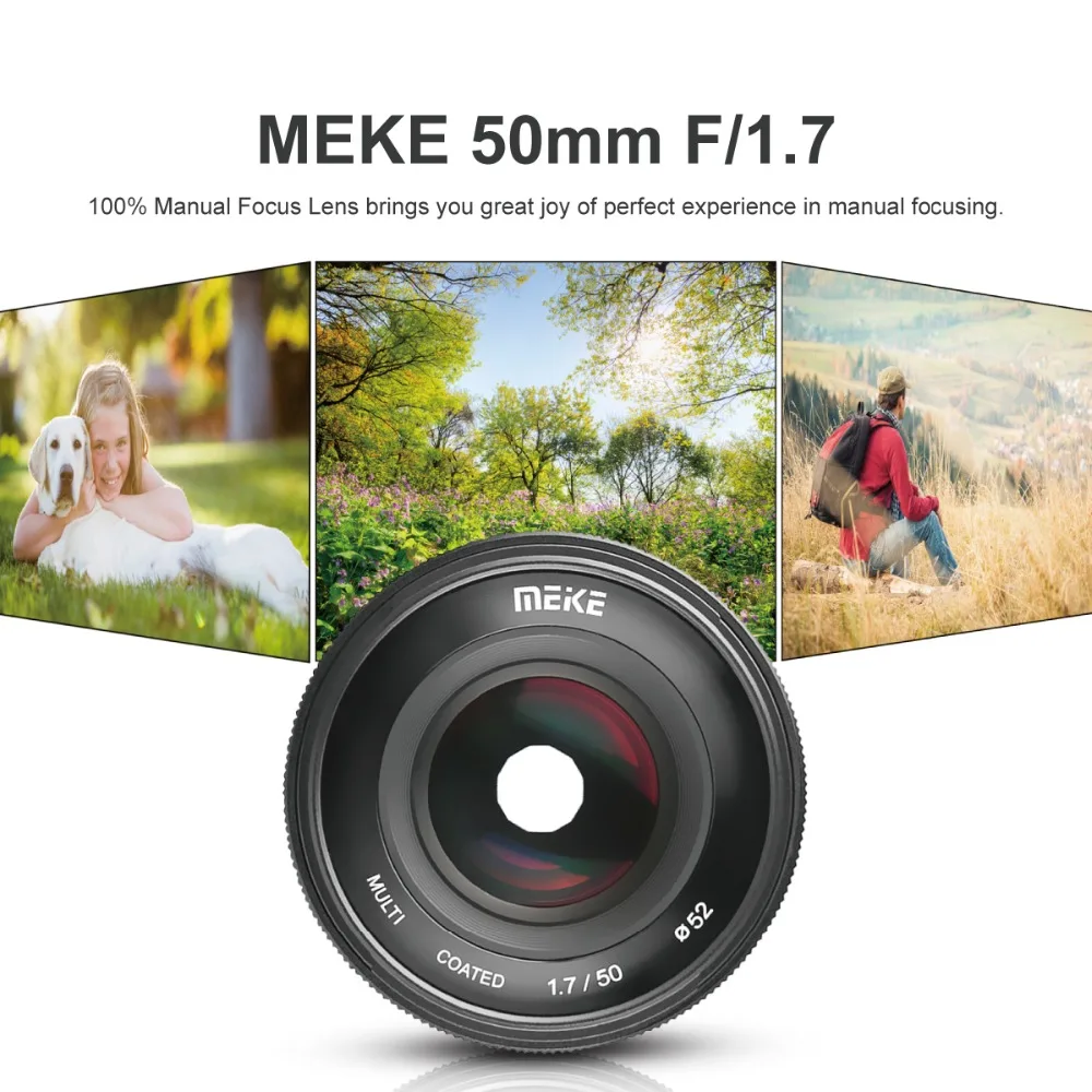 Meike MK 50 мм f/1,7 объектив с большой апертурой ручной фокусировки Для беззеркальных камер Fuji X-mount X-E3/X-T2/X-Pro2 с полной рамкой/APS-C