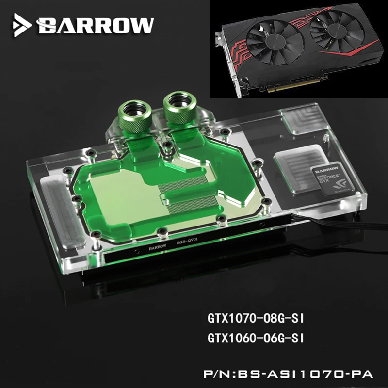 Полностью закрывающий блок графической карты BARROW для ASUS Ice Knight GTX1070 O8G GAMING/1070 SI/1060