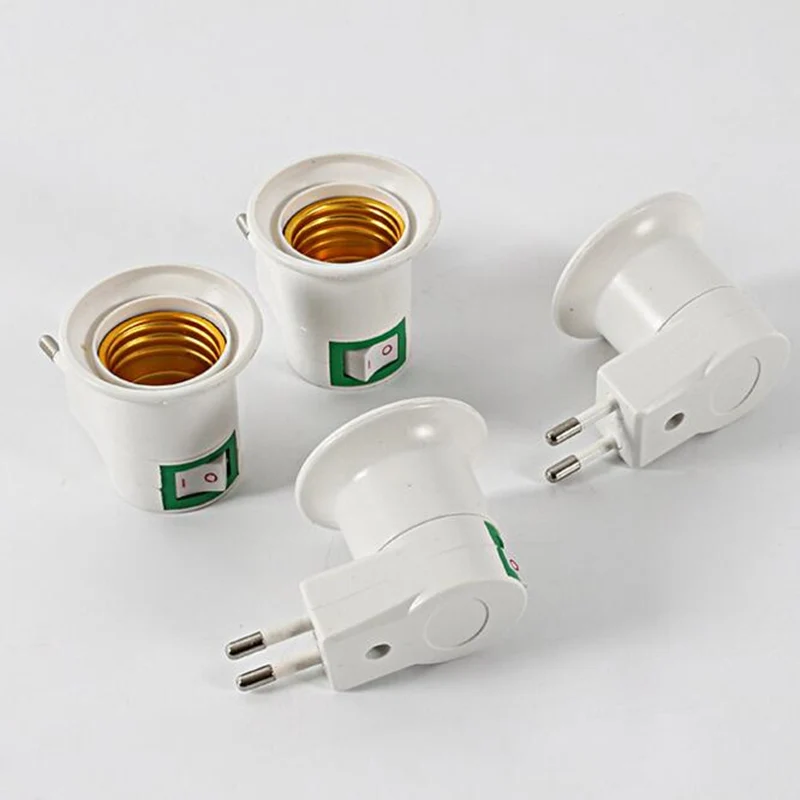 

2pcs Prcatical E27 lamp socket adapter with on/ off switch LED Light bulb holder bulb Converter Lighting Accessories EU plug