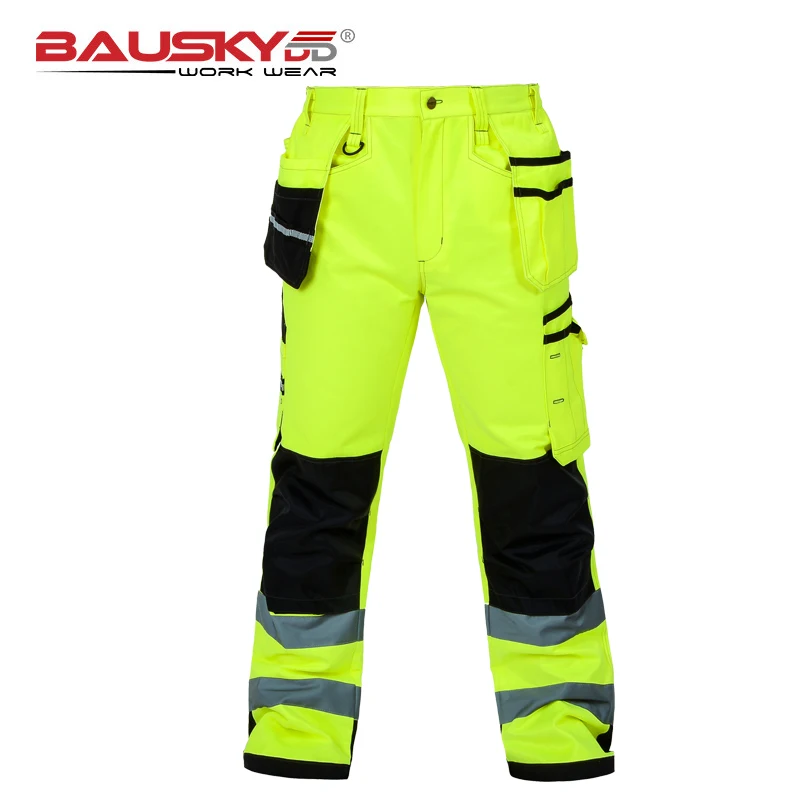 Mens Hi Vis Viz Reflective Overalls High Visibility Safe Work Pants Sweatpants Joggers Trousers XXXL, Yellow 