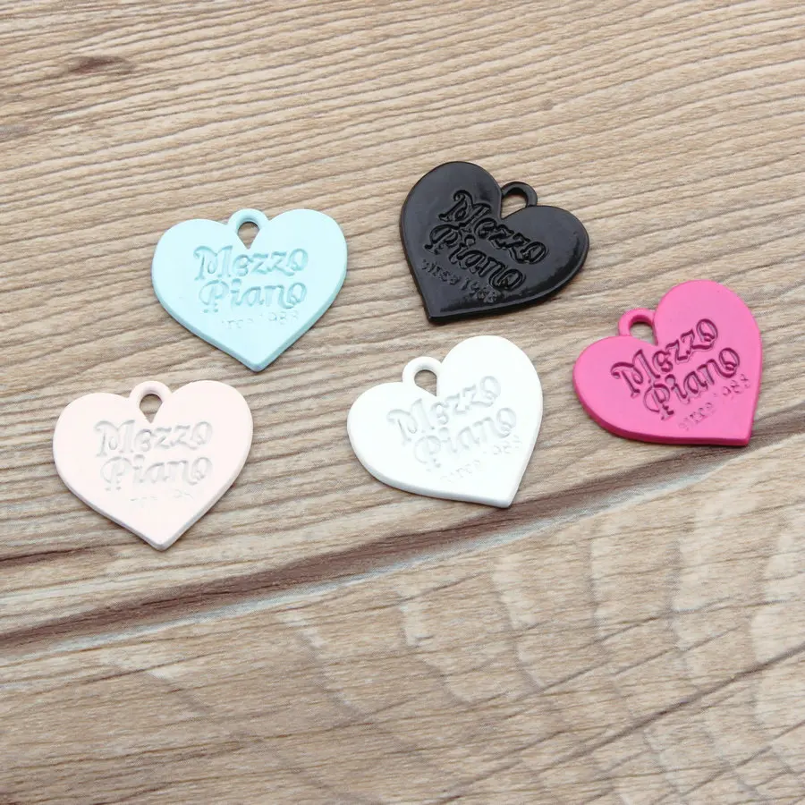 

22*20mm 10pcs Metal Alloy Oil Drop Charm White Black Pink Blue Yellow Enamel Love Heart Charms For DIY Jewelry