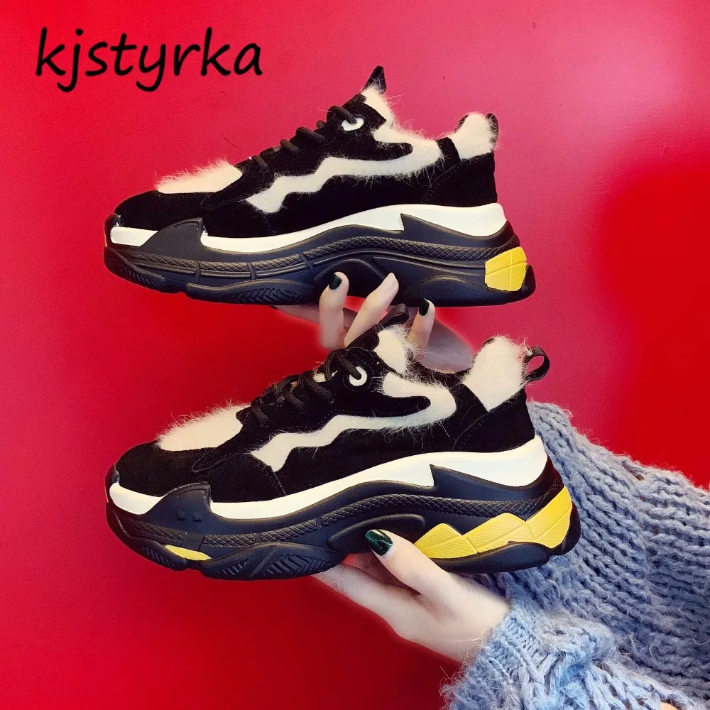 

kjstyrka hot trend ins 2018 fashion mixed colors plush winter high quality Woman Sneaker ladies Non Slip Damping espadrilles