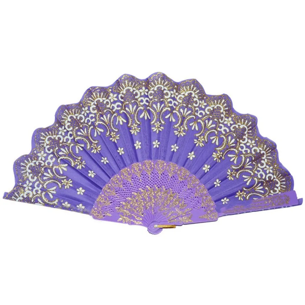 

Spain Style Compact Summer Plastic Folding Hand Held Fan Chinese Dance Party Pocket Gifts Wedding Floral Printed Fan