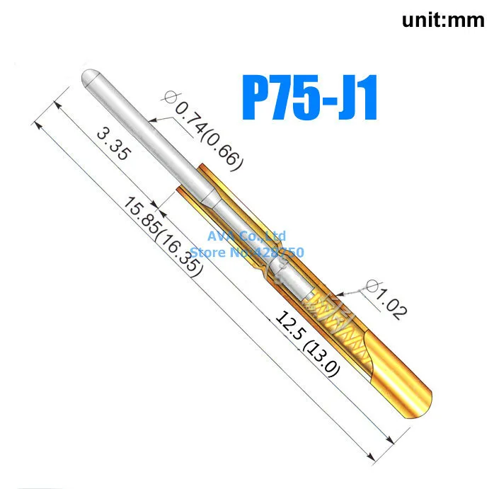 100 штук P75-J1 диаметр 1,02 мм 100 г пружинный Пробник Pogo Pin