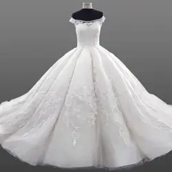 2019 роскошные вышитые кружево свадебное платье бальное платье с открытыми плечами Королевский длинные свадебное es свадебные платья