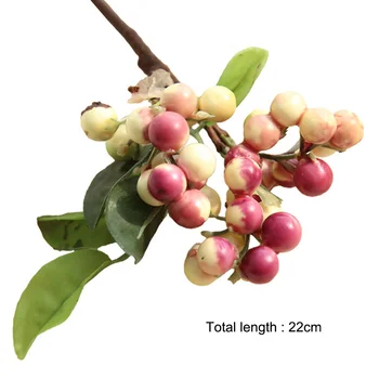 22cm Artificial Berry Flower Branch Real Touch Fake Flowers Simulation Green Plant Home Garden Decor Wedding Decoration Floral