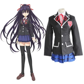 

DATE A LIVE Itsuka Shido Cosplay Costumes Tokisaki Kurumi Jacket Skirt School Uniform Synthetic Wig Hair Men Boys Girls Full Set