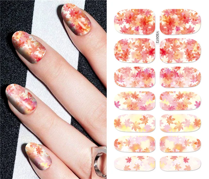 

Nail sticker art decoration maple leaf autumn slider adhesive Water Transfer decals manicure lacquer art accessoires polish foil