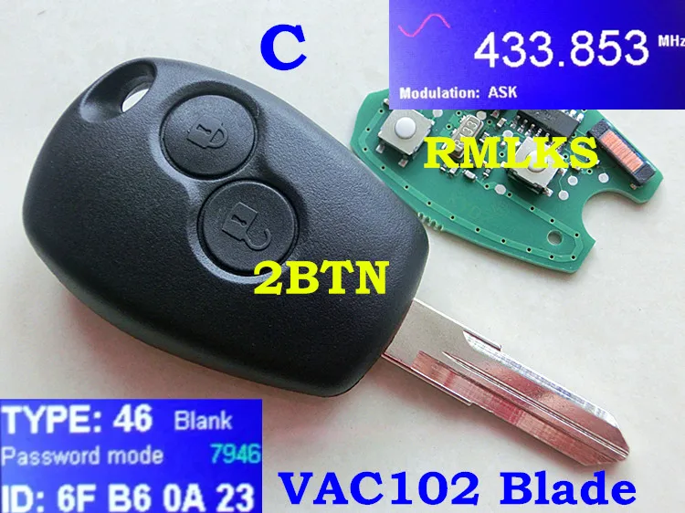 RMLKS удаленного Управление ключа чехол для Renault Duster модус Clio 3 Twingo DACIA Logan Sandero 433 мГц PCF7947 PCF7946 чип