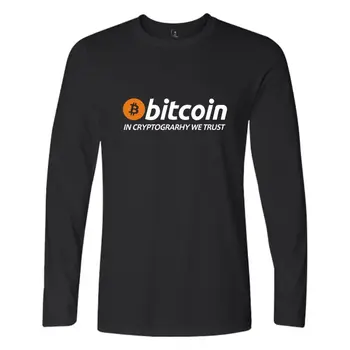 

New Bitcoin In Cryptograrhy We Trust T Shirt Men Women Casual Bitcoin Clothing Print Bitcoin Long Sleeve Tees