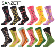 Sanzetti, 12 пар/лот, забавные женские разноцветные носки из чесаного хлопка для свадебной вечеринки, новинка, модное платье, повседневные носки с круглым вырезом