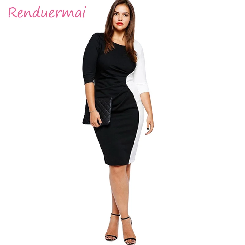 Buy Plus Size Women Clothing 2017 Autumn Dress Lady Work Dresses Big Size