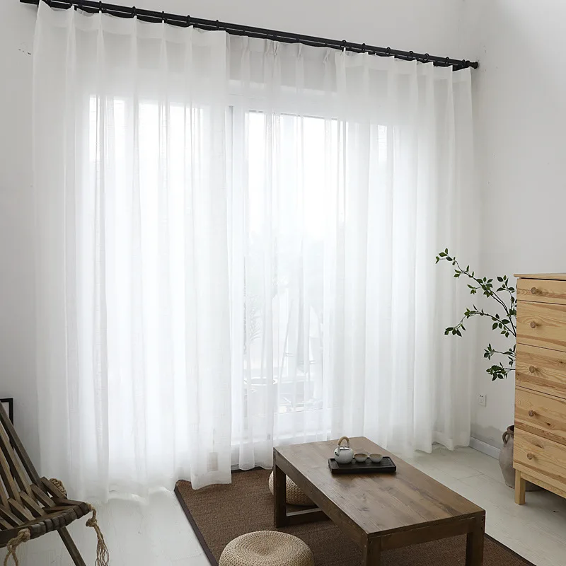 White Solid Tulle Curtains for the Bedroom Blue Brown Grey Voile Sheers for Living Room Modern Blinds Window Door Tulles