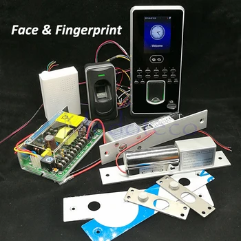 

Face Access Control System Kit Double Wood Door Access Control Set+Fingerprint Reader+Eletric Bolt Lock Two Door Access Control