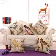 1 pieza nuevo creativo Vintage pájaro pintura a mano patrón de asiento abrazo almohada cubierta decorativa Silla de hogar cojines funda 45 45x45 cm