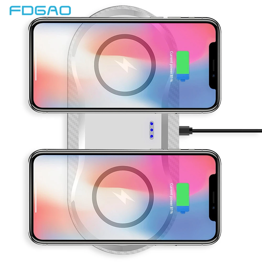 Беспроводное зарядное устройство FDGAO Qi для iPhone XS Max XR X 8 двойная зарядная станция 5