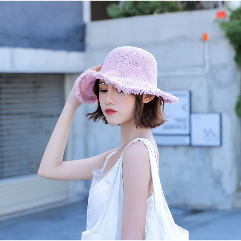 Новая мода пляжная шляпа от солнца Sunhat Новый 2019 однотонные кисточки летняя соломенная шляпа Корейский Для женщин версии прилив