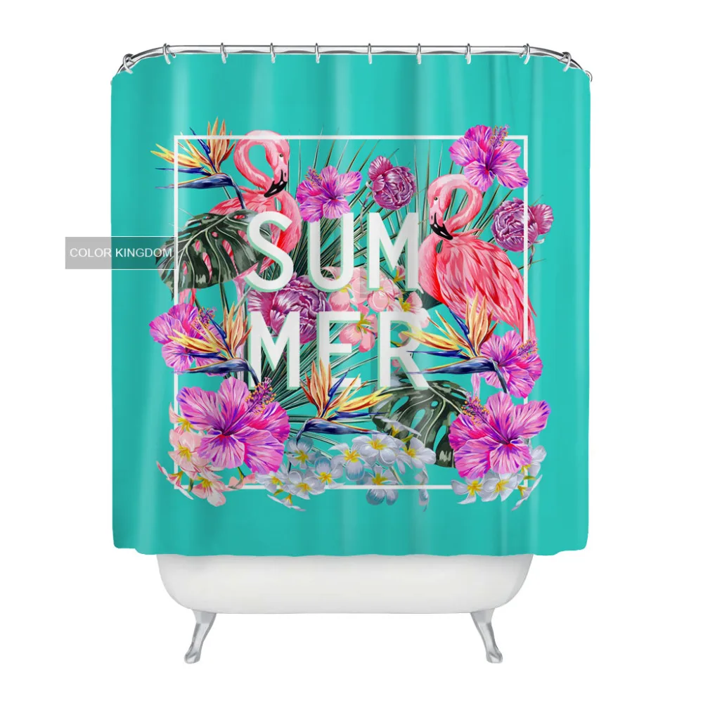 Sweetenlife Tropical style Bathroom Shower Curtain Wholesale Waterproof Bathroom Curtain Fabric