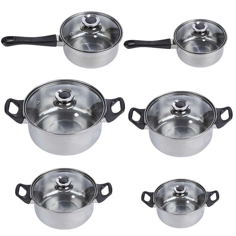 

6pcs/Set Pots And Pans Stainless Steel Cooking Kitchen Induction Cookware Set HWC