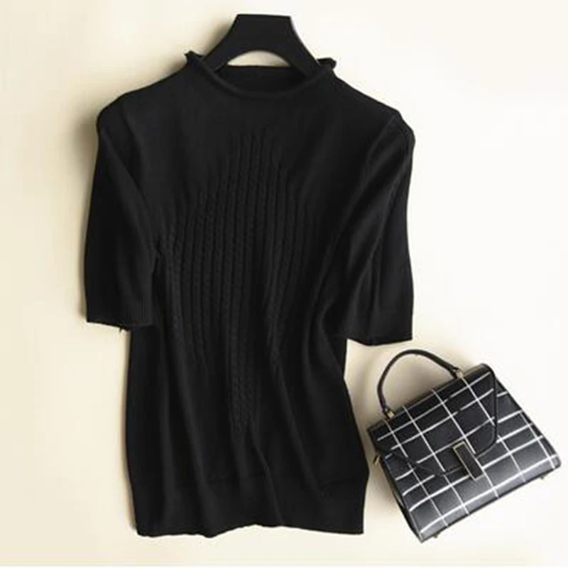 New 2019 Spring Sweater For Women Knitted Cotton Cashmere Shirt Female Casual Comfortable Tops Short Sleeve Thin Pullovers